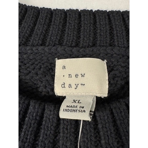 A New Day Womens XL Black Cable Knit Halter Sweater Tank Top Sleeveless NWT - Picture 5 of 7